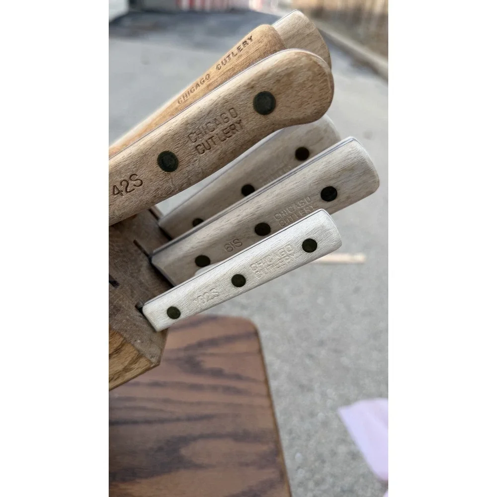 Chicago Cutlery Knife Block Set Wood Handles Chef Utility Paring‎ Steel